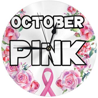 Borstkanker In Oktober We Dragen Roze Lint Mom Vrouw Horloges Muur Decor Kamer Wandklok Klok Muur Digitale