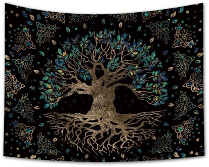 Bos Tapestry Natuur Boom Populaire Elves Muur Opknoping Groene Familie Boom Tapestry Zon En Maan Strand Deken Home Decor