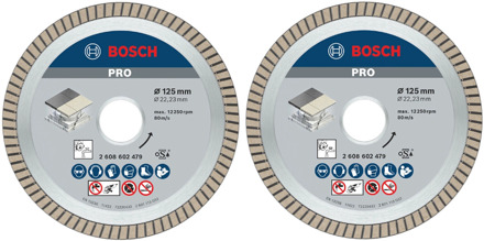 Bosch 2 stuks Diamantdoorslijpschijf Best for Ceramic Extraclean Turbo 125 x 22,23 x 1,4 x 7 mm (Duopack) - 061599766Z