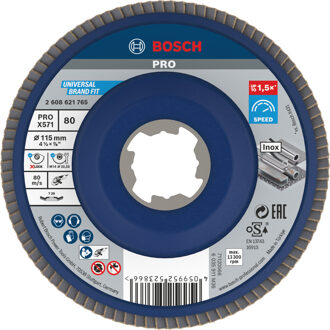 Bosch Accessories 2608621765 X-LOCK fan grinding disc, metal, angled, G 80, X571, 115mm, K80 Diameter 115 mm 1 pc(s)
