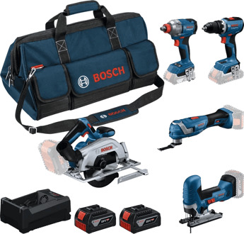 Bosch Blauw Accutoolkit 5-Toolkit 18V | GSR 18V-65 + GDX 18V-285 + GKS 18V-57-2 + GOP 18V-34 + GST 18V-125 S |Incl. 2x GBA 18V 5,0Ah + lader