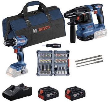 Bosch Blauw Accutoolkit Combipack 18V GSR 18V-45 + GBH 18V-22 | 44- delige set | 2x GBA 18V 4,0 Ah + Lader GAL 18V-40 - 0615V0003D