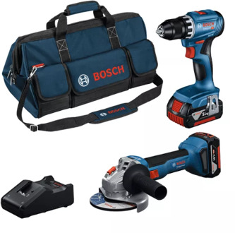 Bosch Blauw Combiset 18V-set met 2 machines | GSR + GWS + 2 x 4,0 Ah + GAL - 0615A5007N