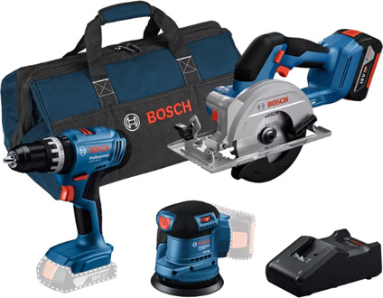 Bosch Blauw Combiset 18V-set met 3 machines | GSR + GWS + GBH + 3 x 4,0 Ah + GAL 18V-40 - 0615A5007L