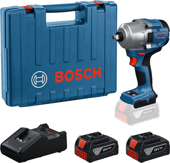 Bosch Blauw GDS 18V-780 Accuslagmoeraanzetter| 2x GBA 18V 5,0 Ah en Lader GAL 18V-40 - 06019P4021