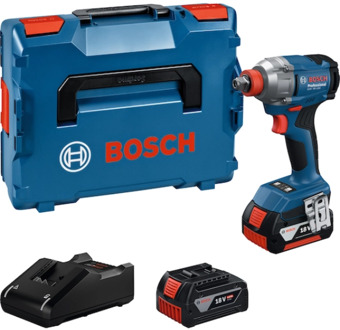 Bosch Blauw GDX 18V-285 Accu slagschroevendraaier/slagmoeraanzetter | Inclusief 2x GBA 18V 4,0 Ah & Lader GAL 18V-40 - 06019N2102