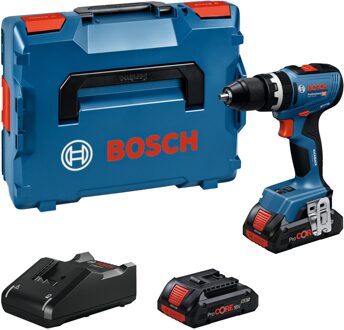 Bosch Blauw GSB 18V-65 Accu klopboorschroevendraaier | Inclusief 2x ProCORE18V 4,0 Ah & GAL 18V-40 Lader - 06019N3306