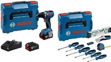 Bosch Blauw GSR 18V-65 Accuschroefboormachine (2x GBA 18V 5,0 Ah, lader GAL 18V-40, handgereedschapset 10 stuks) - 0615A5007K