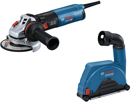 Bosch Blauw GWS 14-125 Haakse Slijper 125mm 1400W + GDE 115/125 FC-T Afzuigkap - 0615A5004R