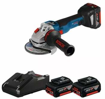 Bosch Blauw GWS 18V-10 SC Accu haakse slijper | 125 mm | 3 x 5.0 Ah accu + oplader - 0615990N12