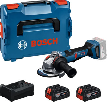 Bosch Blauw GWS 18V-11 PS Professional Accu Haakse Slijper | 125mm | 2x 5.0Ah accu's in L-boxx - 06019N4302