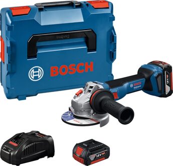 Bosch Blauw GWS 18V-11 S Accu Haakse Slijper | Inclusief 2x GBA 18V 5,0 Ah & GAL 1880 CV Lader - 06019N4002
