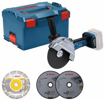 Bosch Blauw GWS 18V-180 P Professional | accu haakse slijper | 180 mm | 18V | excl. accu's en lader in L-Boxx - 06019H6L02
