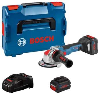 Bosch Blauw GWX 18V-10 SC Professional | Accu Haakse slijper | X-Lock | 2 x 5.5 Ah accu + snellader | In L-Boxx - 06017B0402