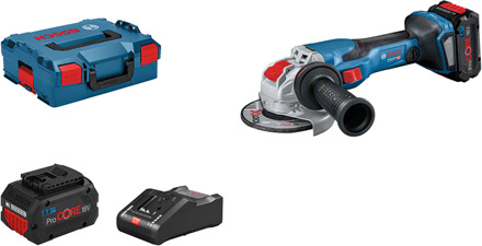 Bosch Blauw GWX 18V-15 C haakse accu-slijper BITURBO met X-LOCK | incl. 2x 8,0 Ah Li-Ion-accu's - 06019H6401