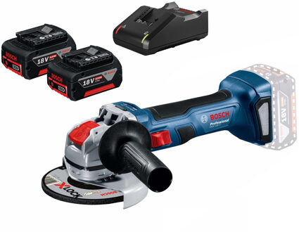 Bosch Blauw GWX 18V-7 Professional 18V Accu Haakse slijpmachine X-LOCK set (2x 4,0Ah) in L-Boxx - 06019H9105