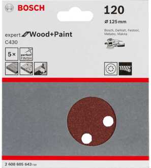 Bosch Professional 5-delige schuurbladenset 125 mm, 120