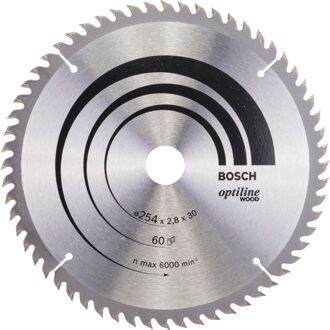 Bosch Professional Cirkelzaagblad Optiline Wood 254 x 30 x 2,8 mm - 60 tanden - geschikt voor alle merken