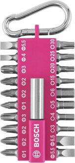 Bosch Schroefbitset | Roze | Met Karabijnhaak | 21-delig - 2607012000