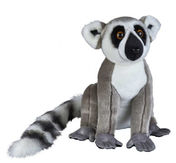 Bosdieren knuffels maki aap grijs 50 cm