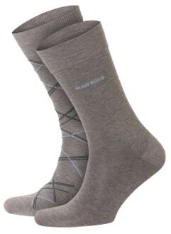 BOSS 2 stuks Check Cotton Sock * Actie * Zwart,Grijs - Maat 39/42