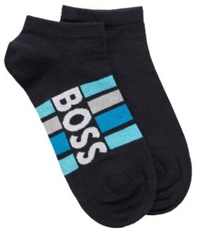 BOSS 2 stuks Stripe Cotton Ankle Socks * Actie * Zwart,Wit,Blauw - Maat 39/42,Maat 43/46