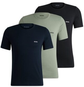 BOSS 3 stuks Classic Regular Fit T ShirtRN * Actie * Versch.kleure/Patroon,Groen,Bruin,Zwart,Blauw - Small,Medium,Large,X-Large,XX-Large