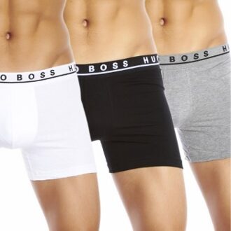 BOSS 3 stuks Cotton Stretch Boxer Brief A * Actie * Blauw,Zwart,Versch.kleure/Patroon,Wit,Grijs,Groen,Rood - Small