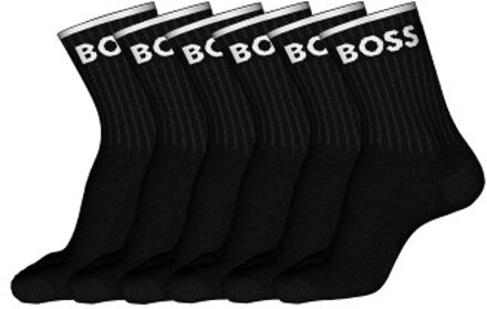 BOSS 6 stuks Quarter Stripe CC Sock * Actie * Zwart,Wit - Maat 39/42,Maat 43/46