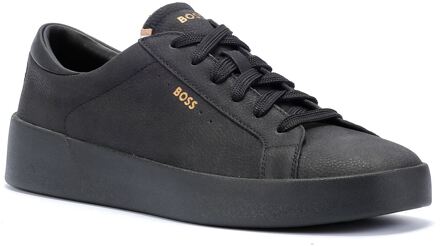 BOSS Belwar Tennis Tumble Leather Heren Zwart Sportschoenen - maat EU 42 / UK 8