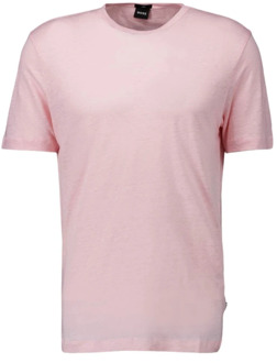 Boss Black Roze Linnen Stretch T-Shirt Tiburt Boss Black , Pink , Heren - 2Xl,Xl,L,M,S
