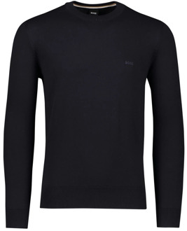 BOSS Blauwe Sweater Essentieel Logo Geborduurd Boss , Blue , Heren - M