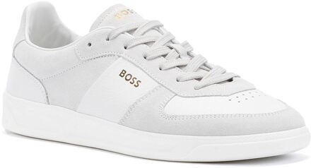 BOSS Brandon Suède/Leder Heren Wit Sportschoenen - maat EU 40.5 / UK 7