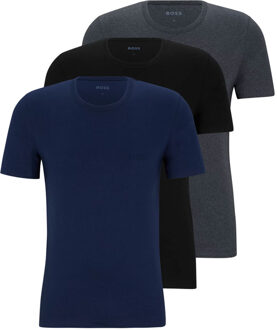BOSS Classic Crew Neck T-shirt Heren (3-pack) donker blauw - donker grijs - zwart - L