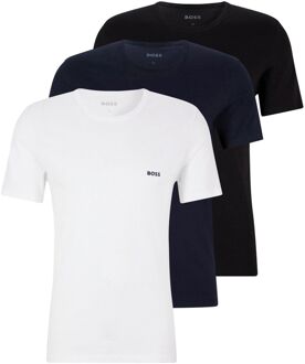 BOSS Classic Crew Neck T-shirt Heren (3-pack) wit - donker blauw - zwart - L