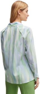 BOSS Dames Bacie Zijde Blouse (Blauw/Groen) - EU 36 / UK 8