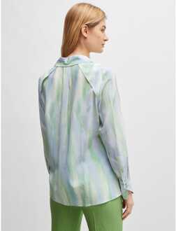 BOSS Dames Boss Bacie Zijden Blouse in Blauwgroen - maat