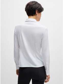 BOSS Dames Boss Boanna Extra-Slim-Fit Blouse in Wit