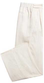 BOSS Dames Boss Taualy-W Relaxed Fit Broek met Wijde Pijpen in Wit - EU 38 / UK 10