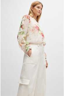 BOSS Dames Boss Teneria Straight-Fit Cargo Broek in Wit