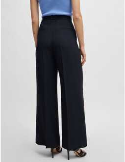 BOSS Dames Boss Tikela High-Waisted Relaxed-Fit Broek in Donkerblauw