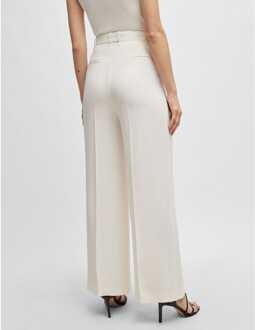BOSS Dames Boss Tikela High-Waisted Relaxed-Fit Broek in Wit - EU 38 / UK 10