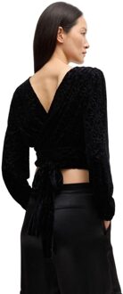 BOSS Dames/Dames C Edevory Devoré Wrap Crop Top (Zwart) - S