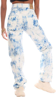 BOSS Dames/Dames Cropped Leather Patch Straight Jeans (Wit/blauw) - maat