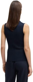 BOSS Dames/Dames Feskies Geribbelde Top met Mock Hals (Donkerblauw) - maat M