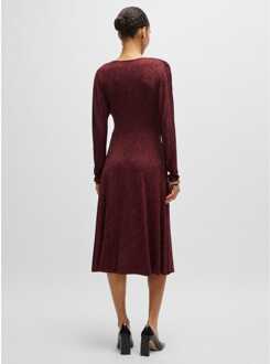 BOSS Damesjurk Boss Ettita Allover Print Wrap-Front in Rood