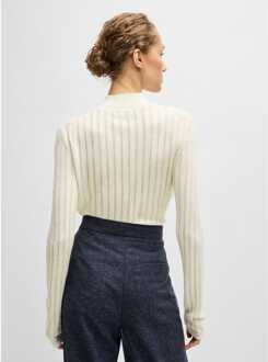 BOSS Damestrui Boss Fatirami Gestructureerde Strepen Trui in Wit