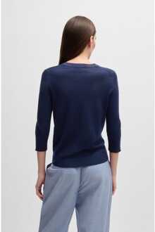 BOSS Damestrui Boss Fiblure Henley-Hals in Donkerblauw - maat M