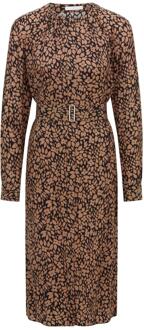 BOSS Dibanora2 Zijden Jurk voor Dames (Zwart/Bruin) - EU 38 / UK 10