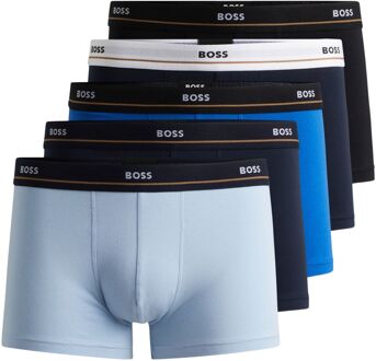 BOSS Essential Trunk Boxershorts Heren (5-pack) blauw - lichtblauw - navy - S